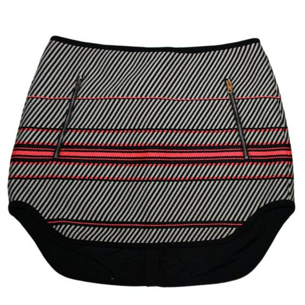Rag & Bone New York Angular Stripe Embroidered Mini skirt Black White Pink - Picture 2 of 16